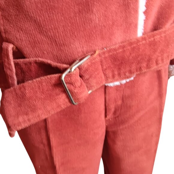 Women's Vintage Corduroy Jacket Pants Set 10 1970's Boho Fleece 30x31 Bootcut - Picture 8 of 11